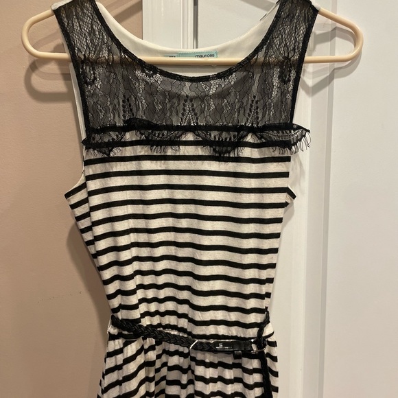 Maurices medium black and white stripe dress belt and lace - Picture 3 of 10